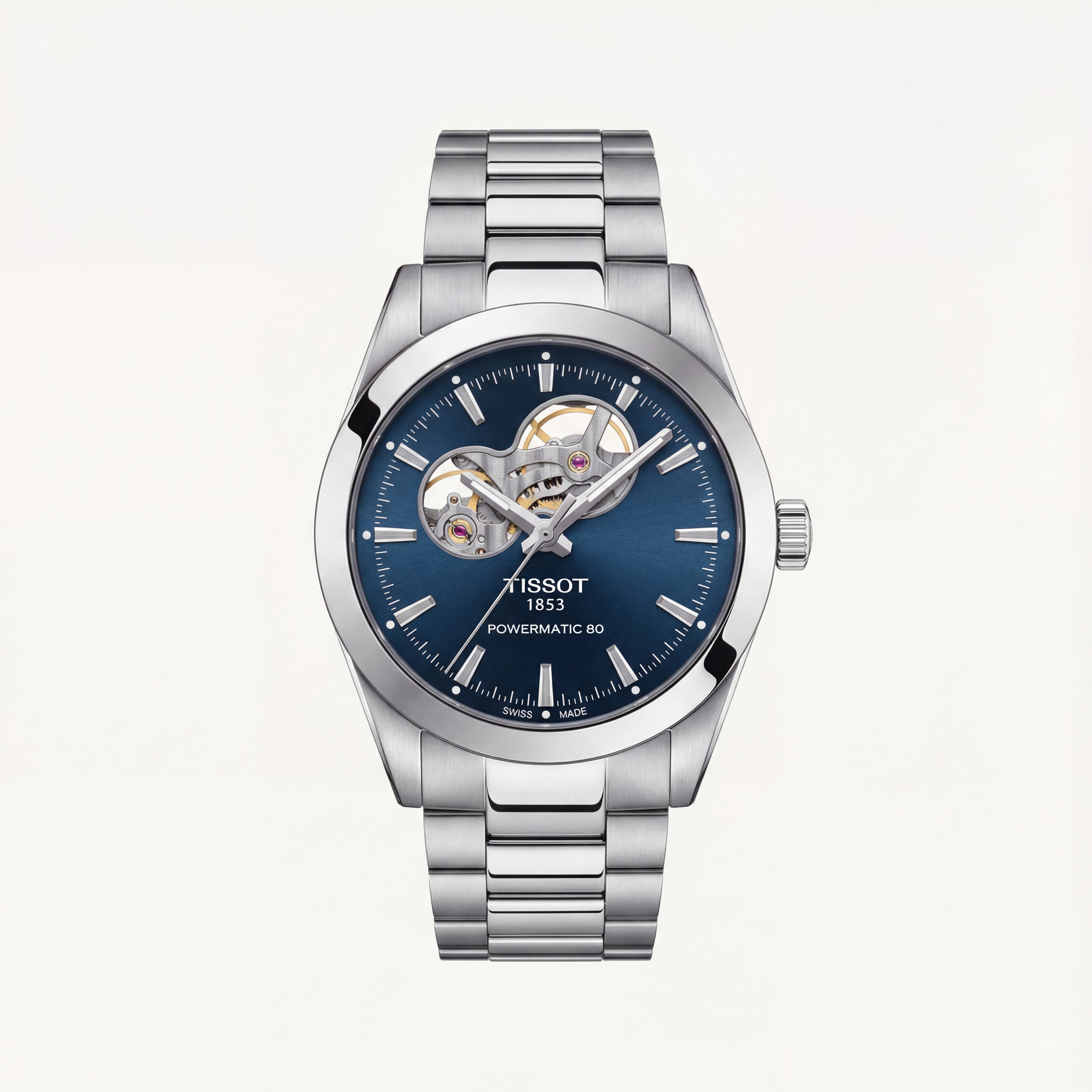 Ocean Blue Open-Heart Automatic Steel Watch