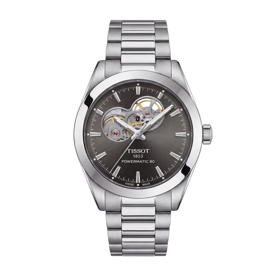 Smoked Silver Open-Heart Automatic Steel Watch