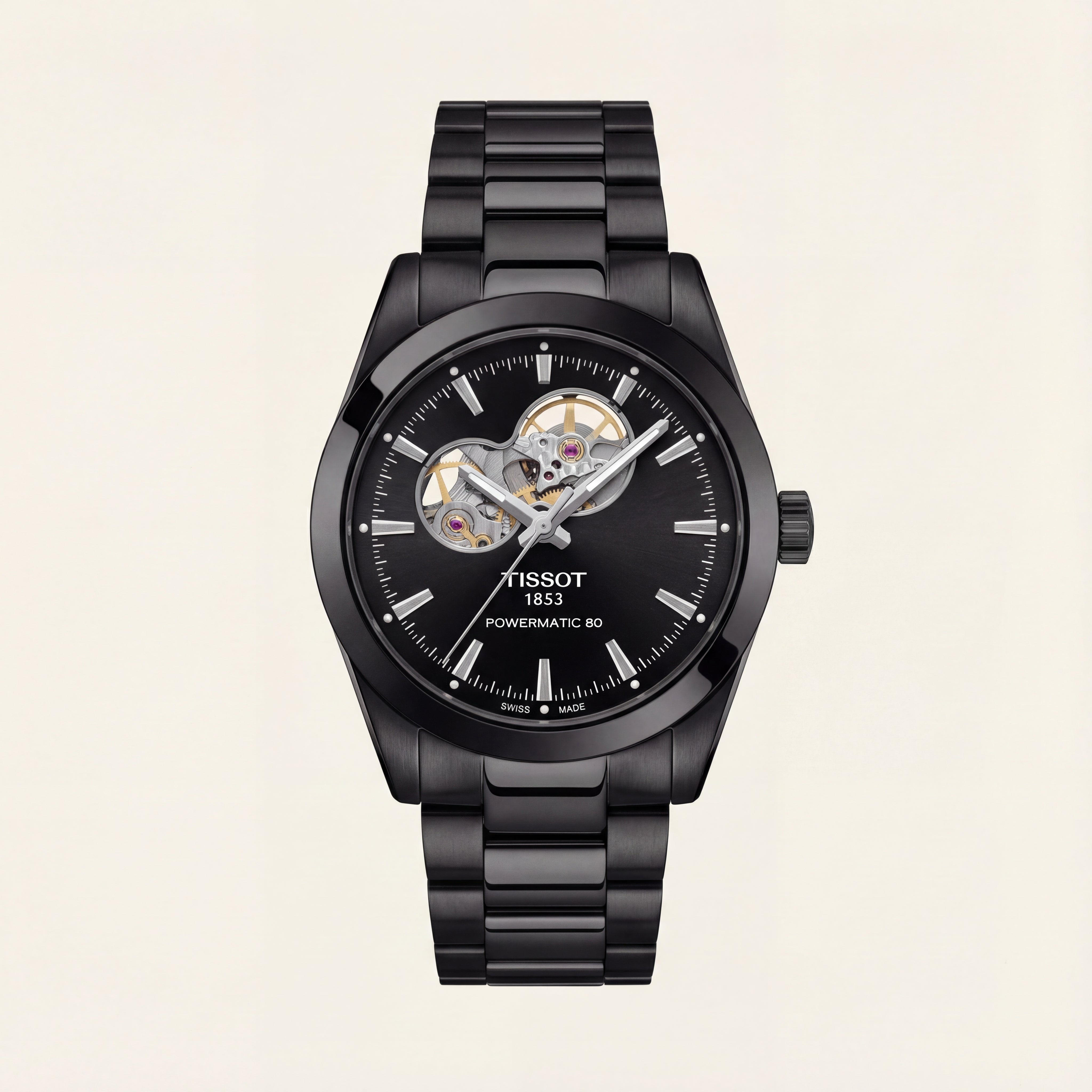 Shadow Black Open-Heart Automatic Steel Watch