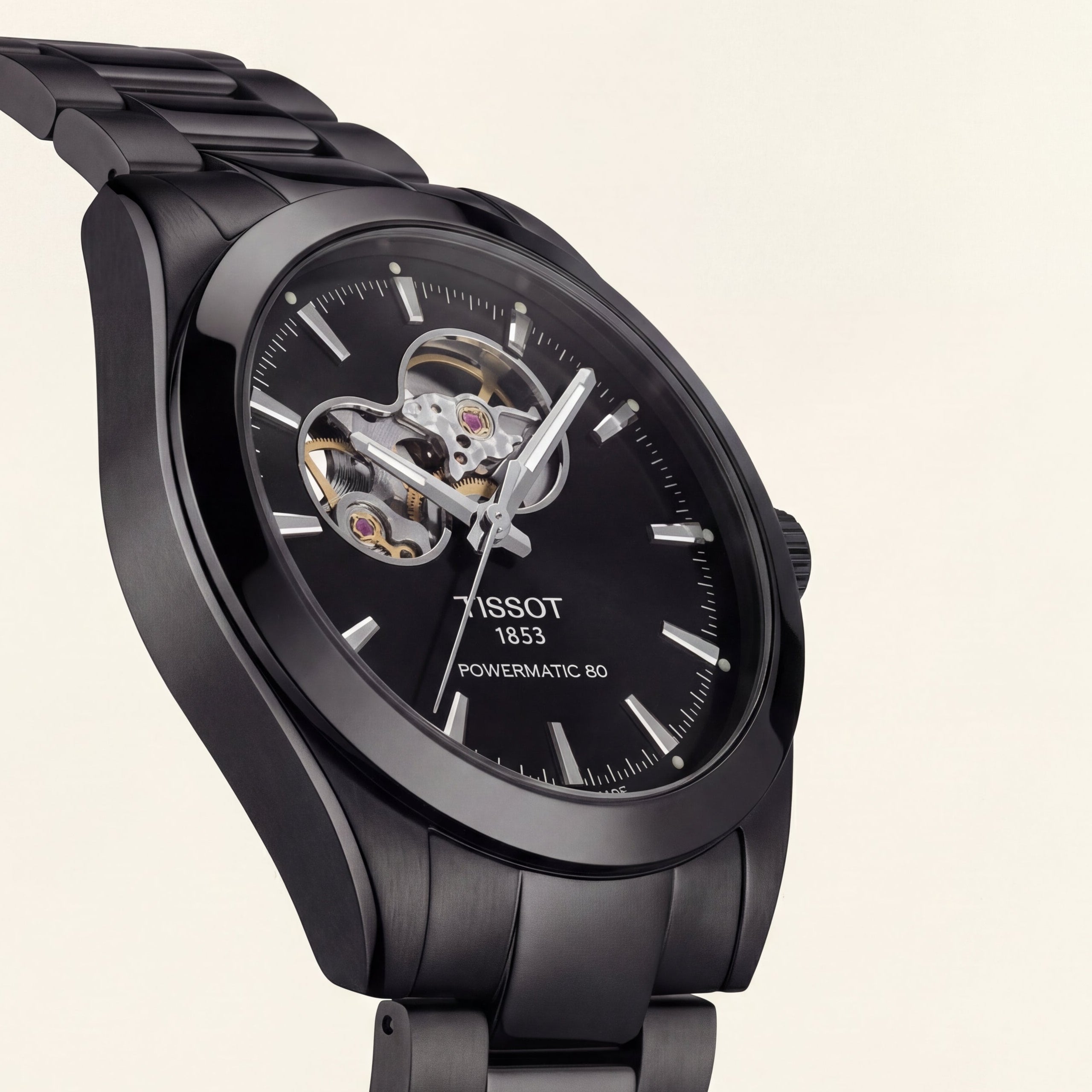 Shadow Black Open-Heart Automatic Steel Watch