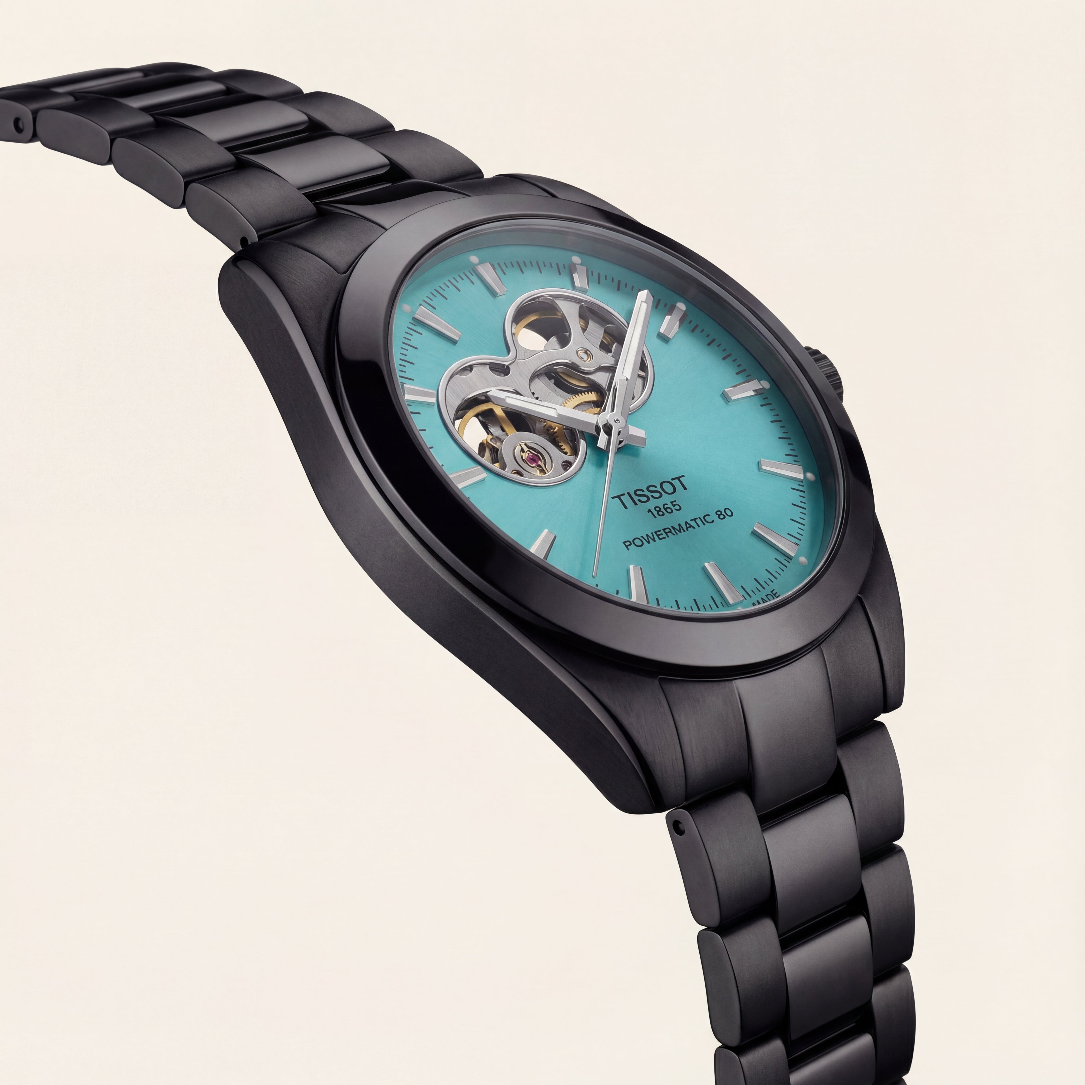 Aqua Blue Open-Heart Automatic Steel Watch