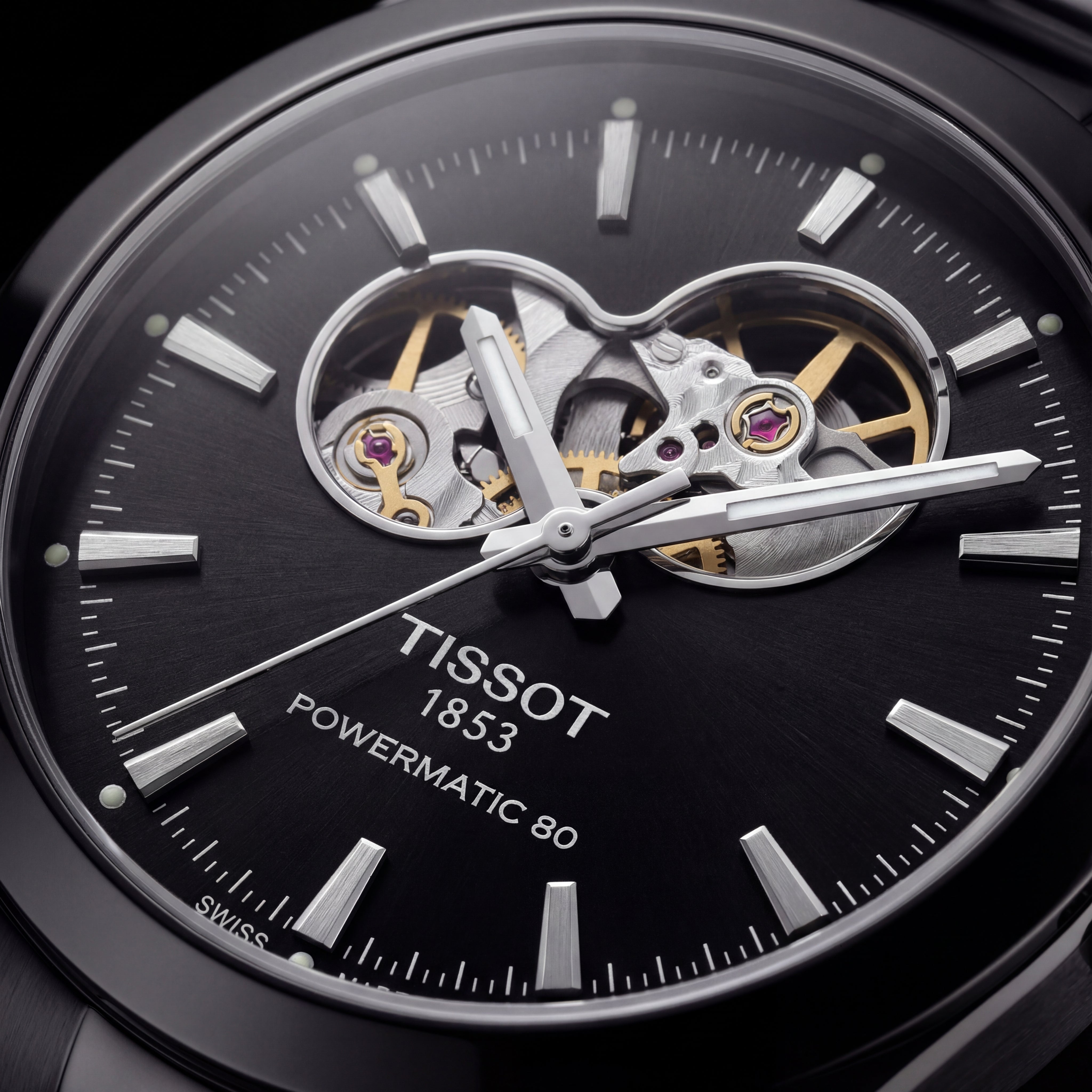 Shadow Black Open-Heart Automatic Steel Watch – Tick Talks