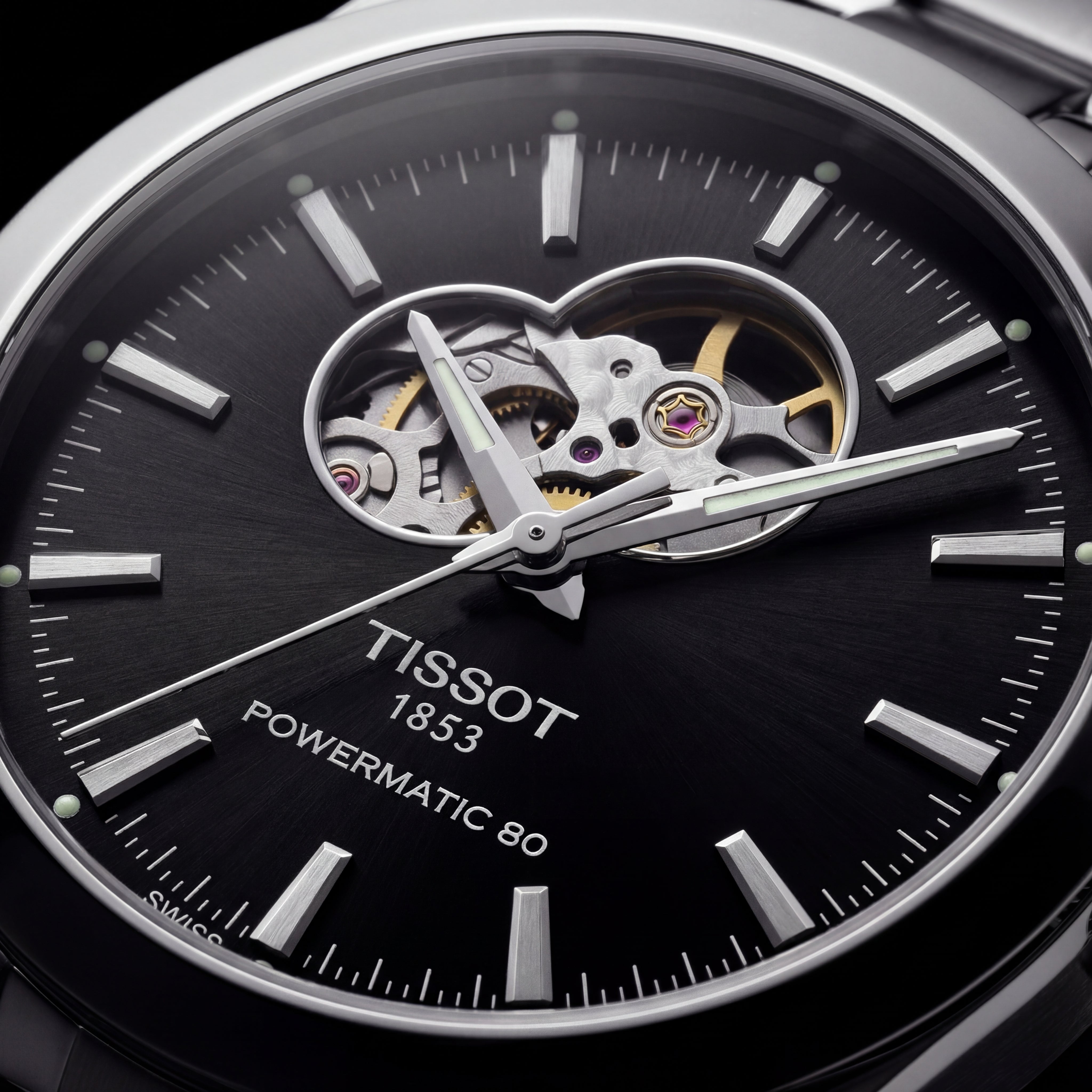 Obsidian Black Open-Heart Automatic Steel Watch