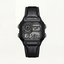 Stealth World Time Digital Leather Watch