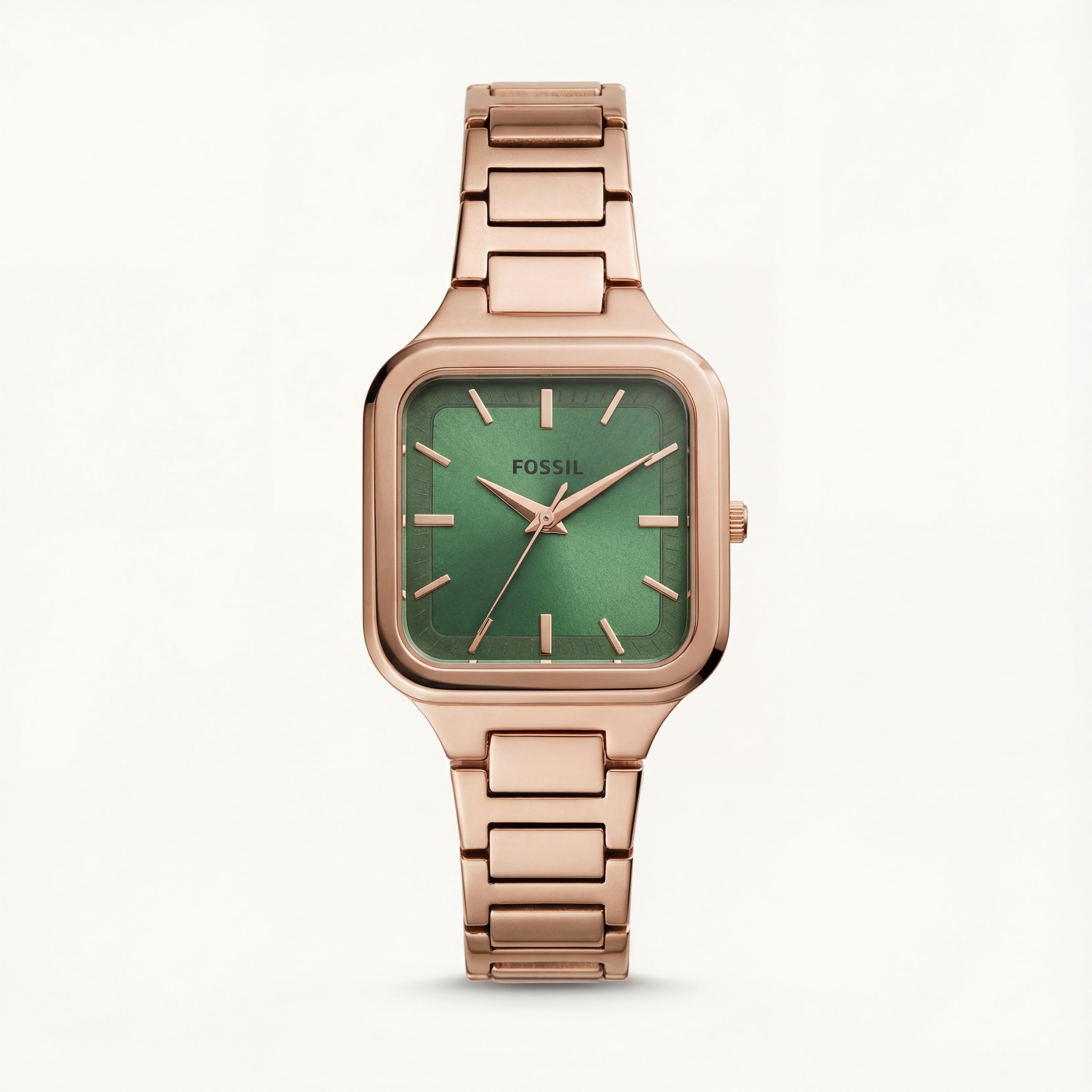 Emerald Square Gold Steel Quartz Watch