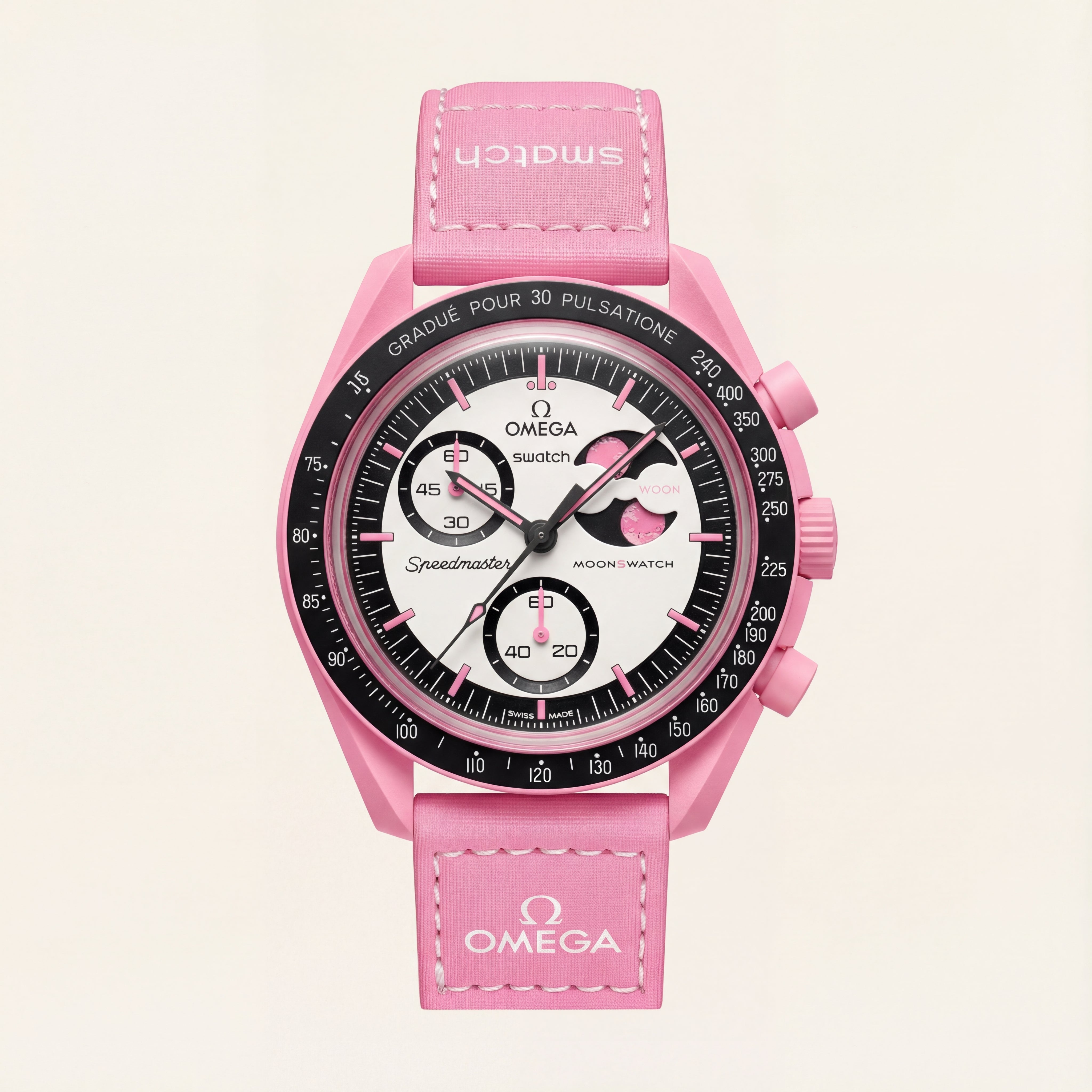 Pink Chrono Moon-Style Sports Watch