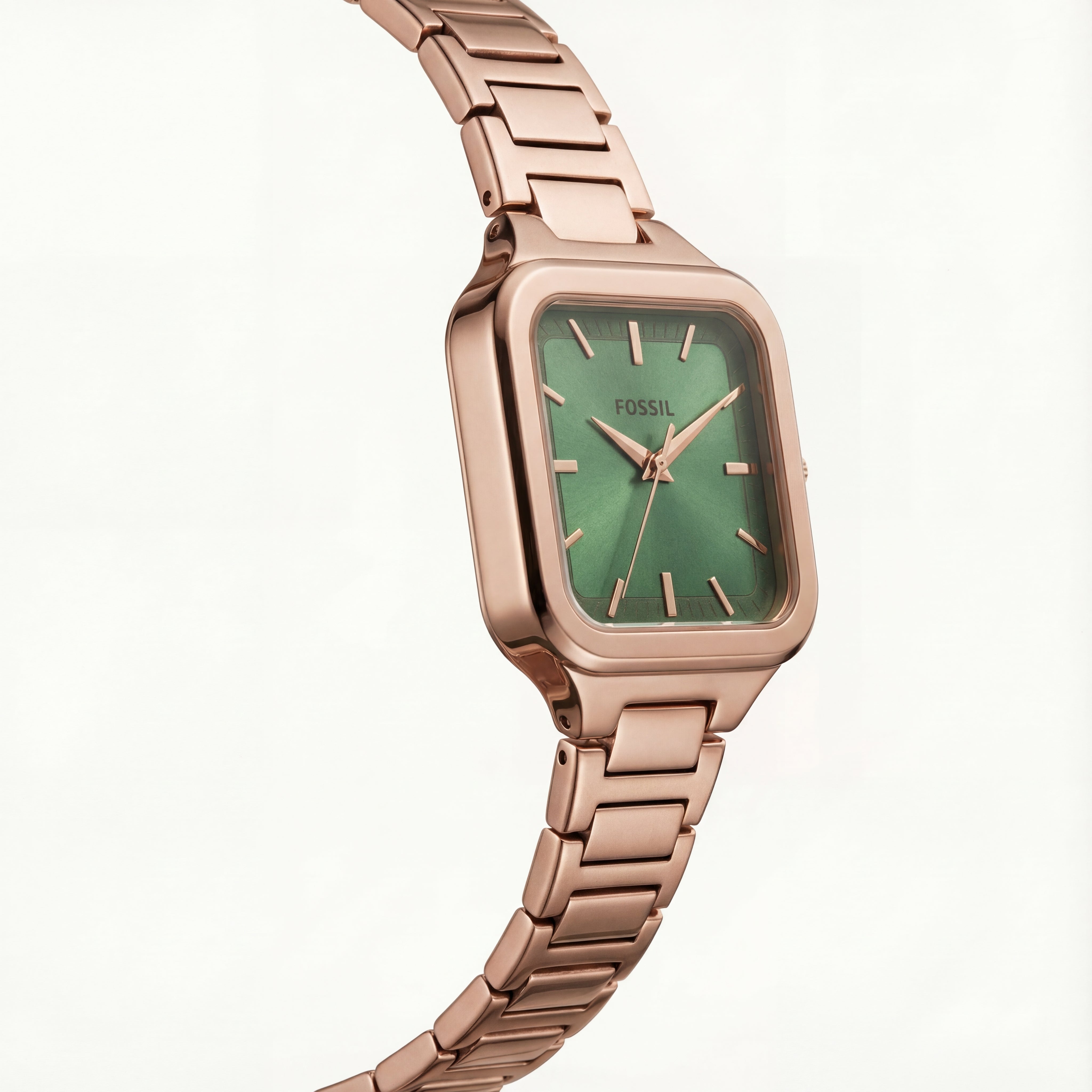 Emerald Square Gold Steel Quartz Watch