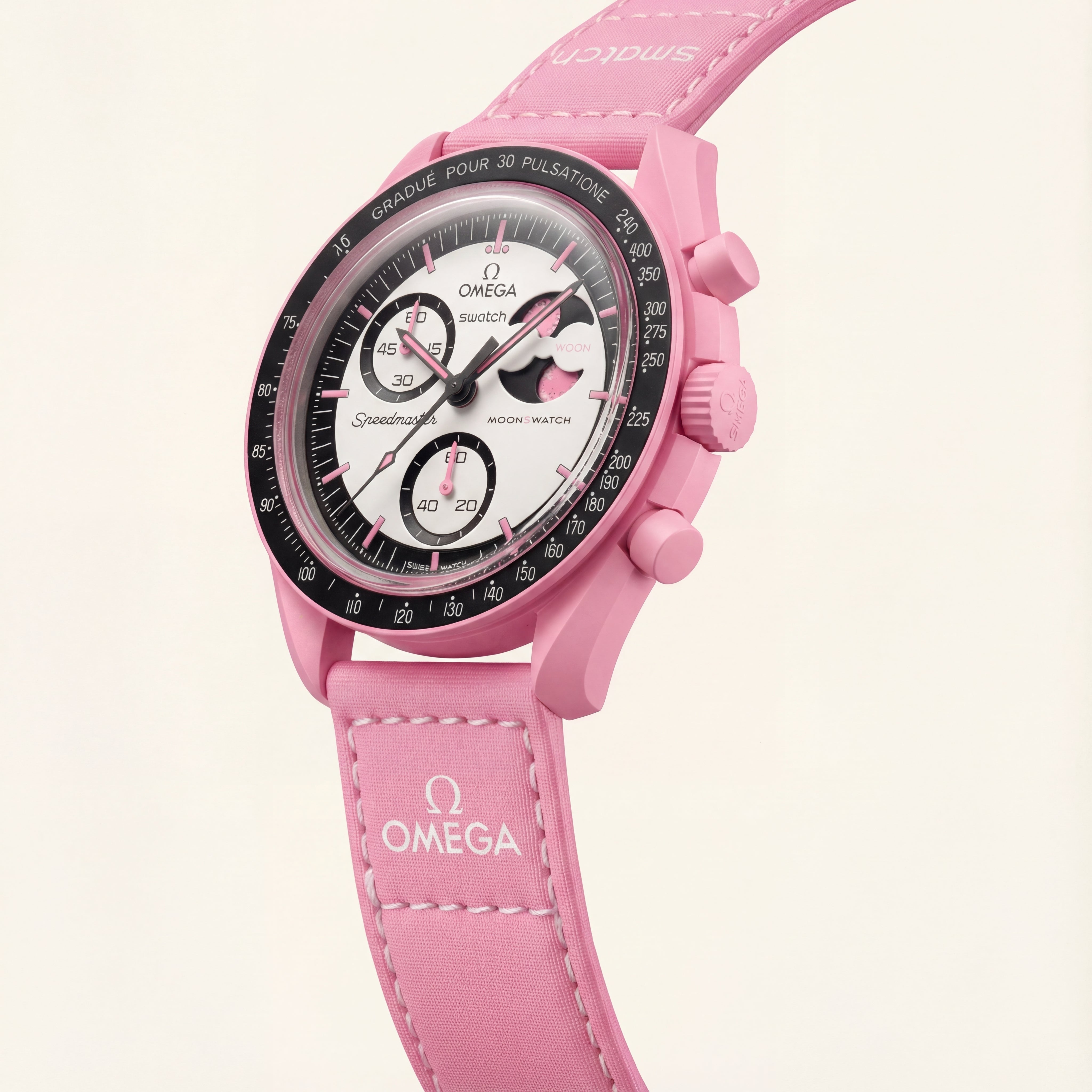 Pink Chrono Moon-Style Sports Watch