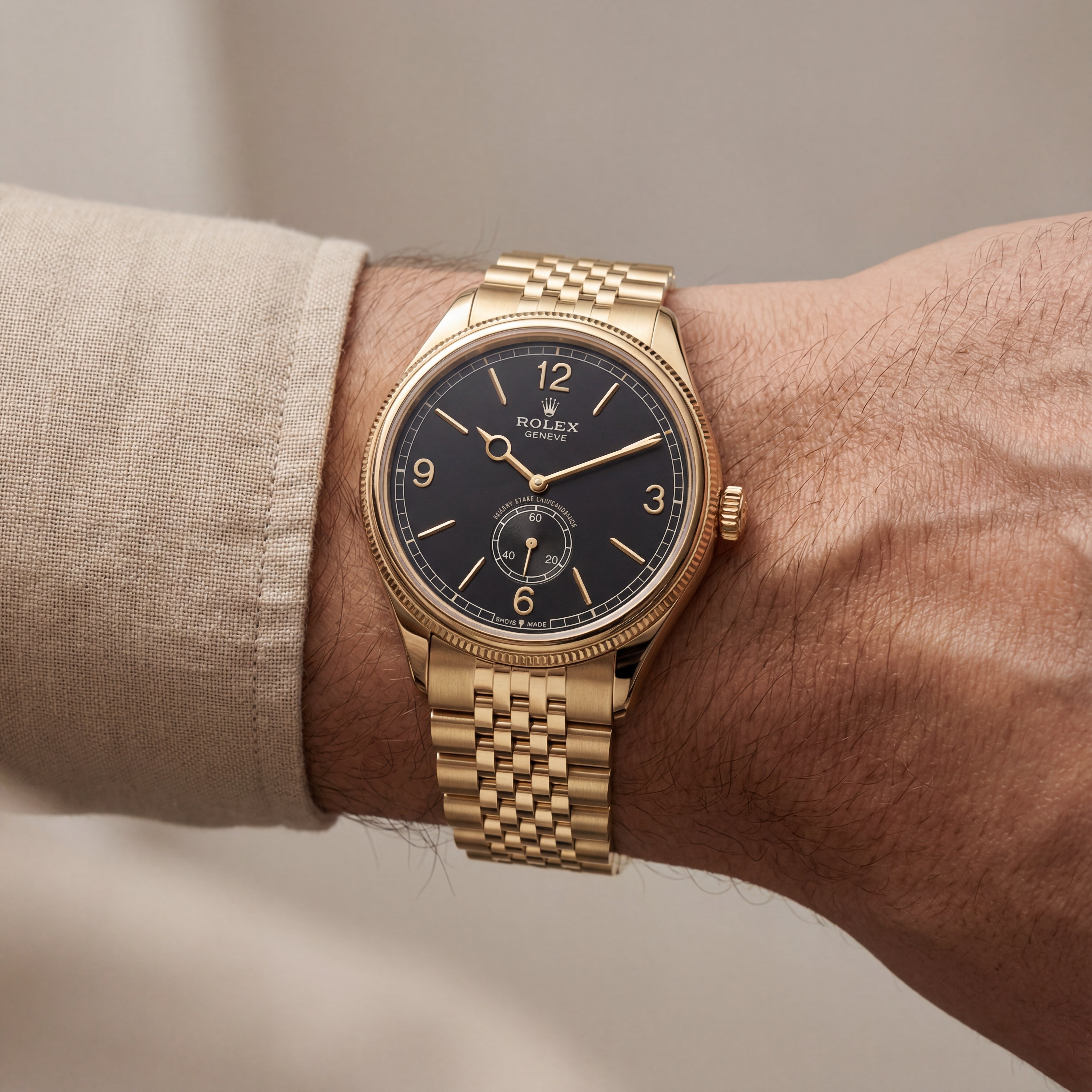 Vintage Gold Black Dial Small Seconds Men’s Watch