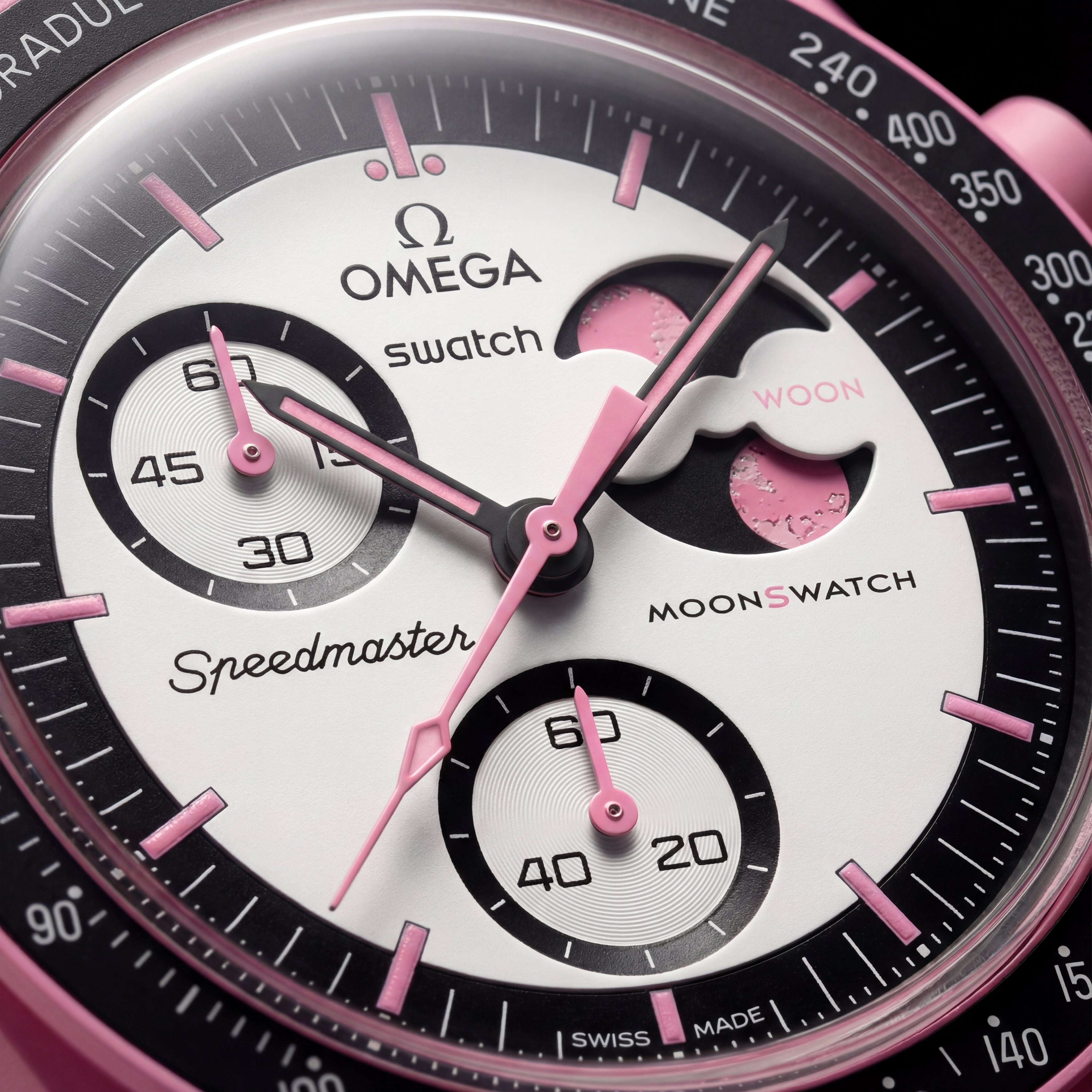 Pink Chrono Moon-Style Sports Watch