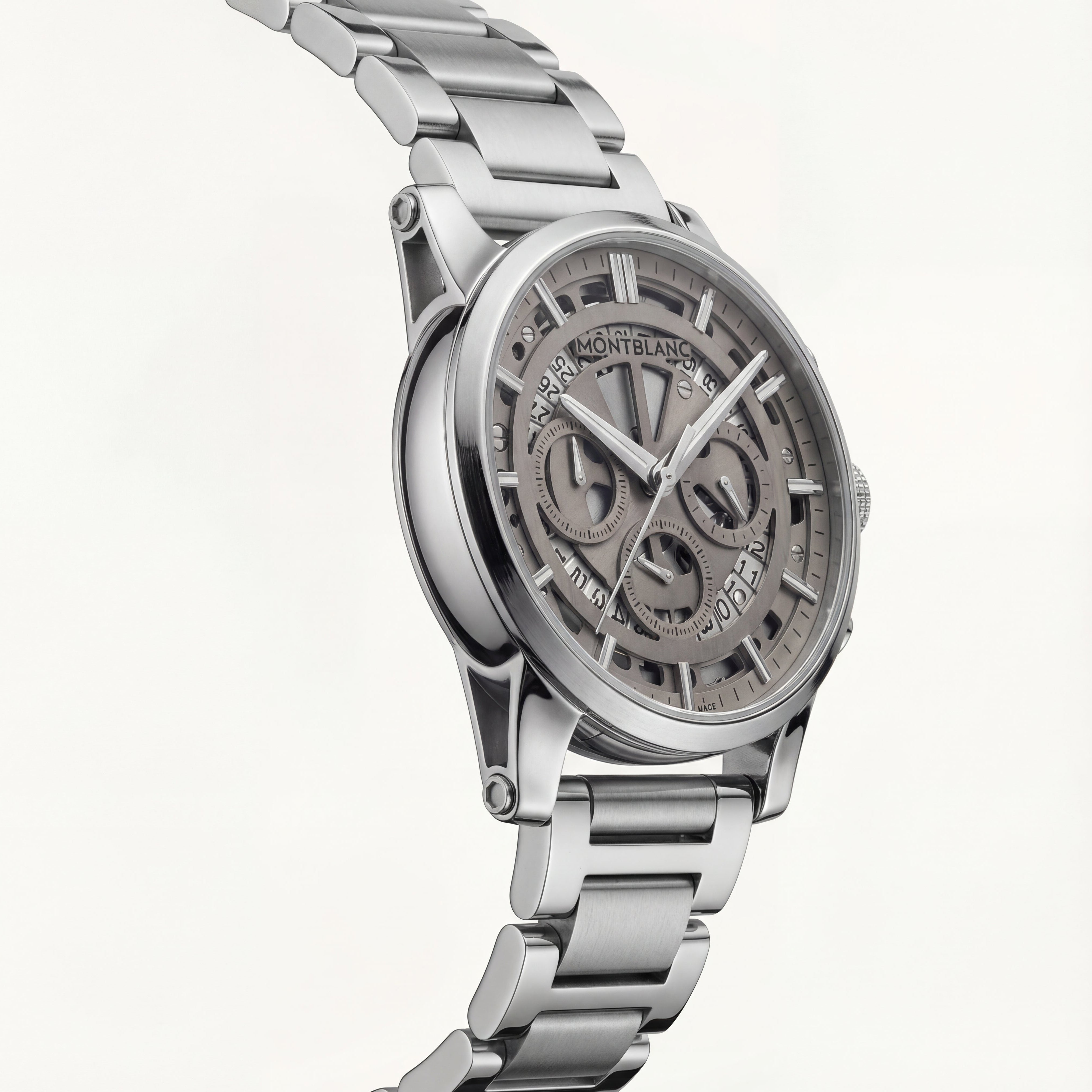 Premium Silver Skeleton Chronograph Watch for Men