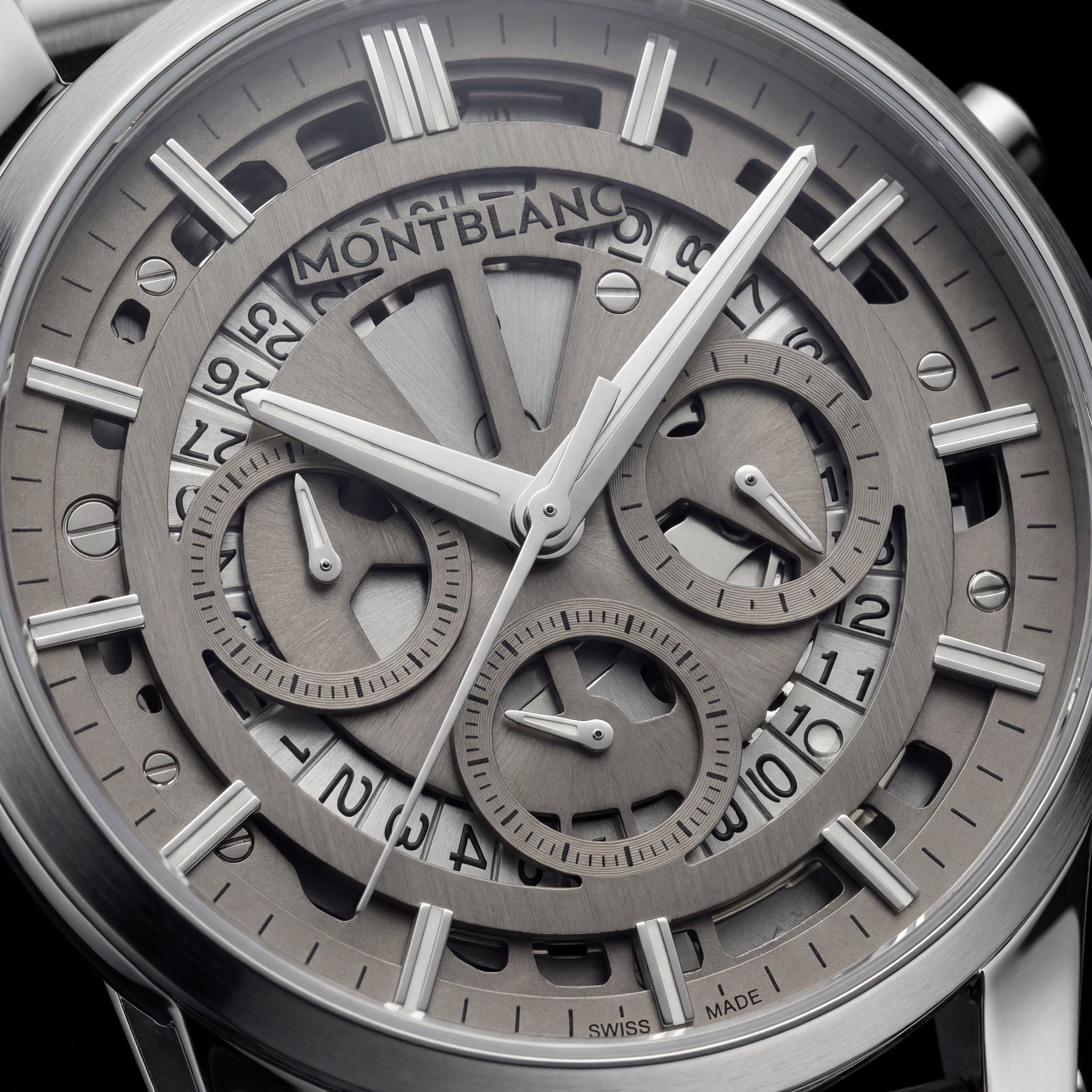 Premium Silver Skeleton Chronograph Watch for Men