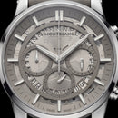 Skeleton Chronograph Silver Dial Leather Strap Men’s Watch