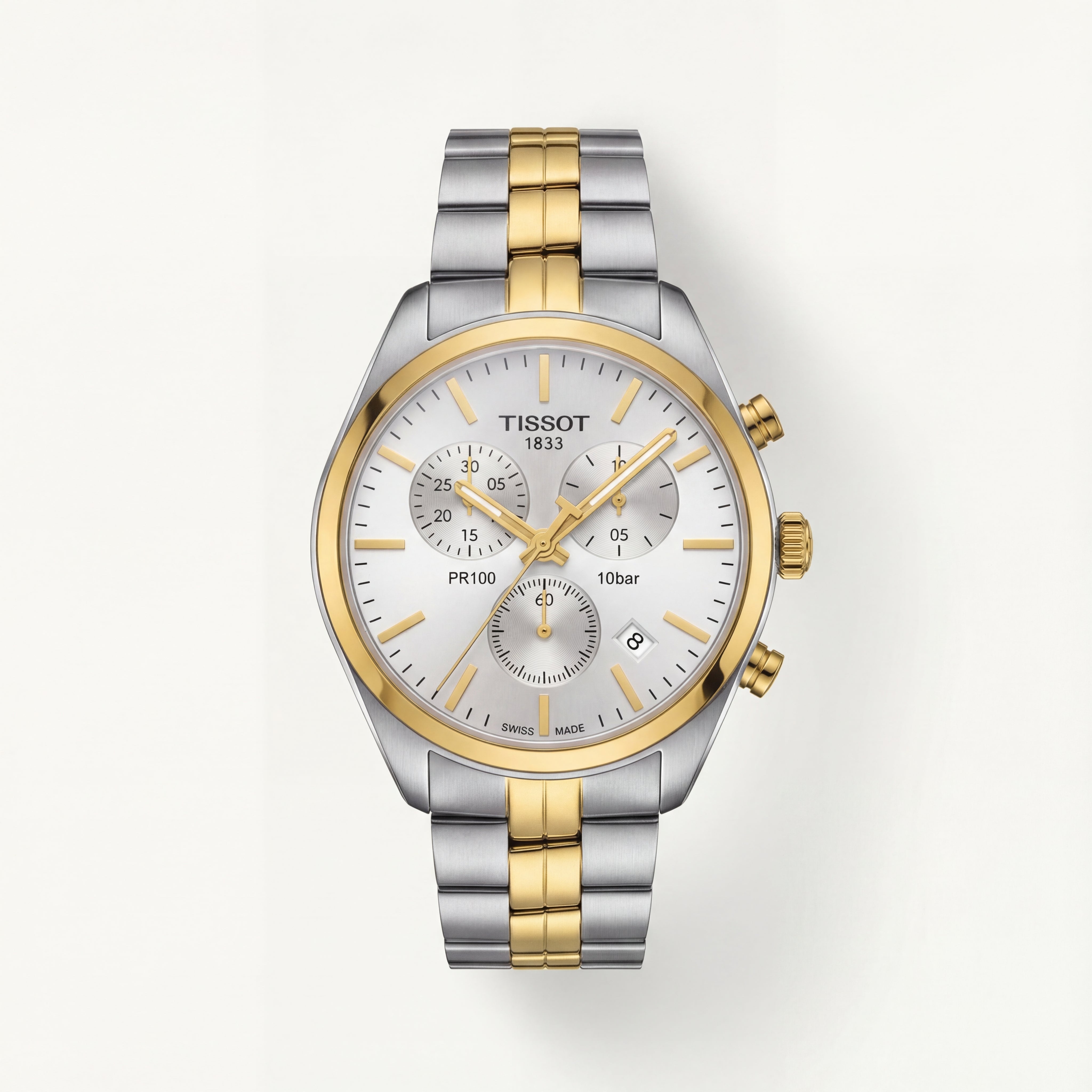 Elegant Dual-Tone White Dial Chronograph Men’s Watch