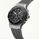 Bold Chronograph Sports Watch Black Dial Silicone Strap