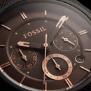 Black Case Chronograph Men’s Watch with Brown Leather Strap