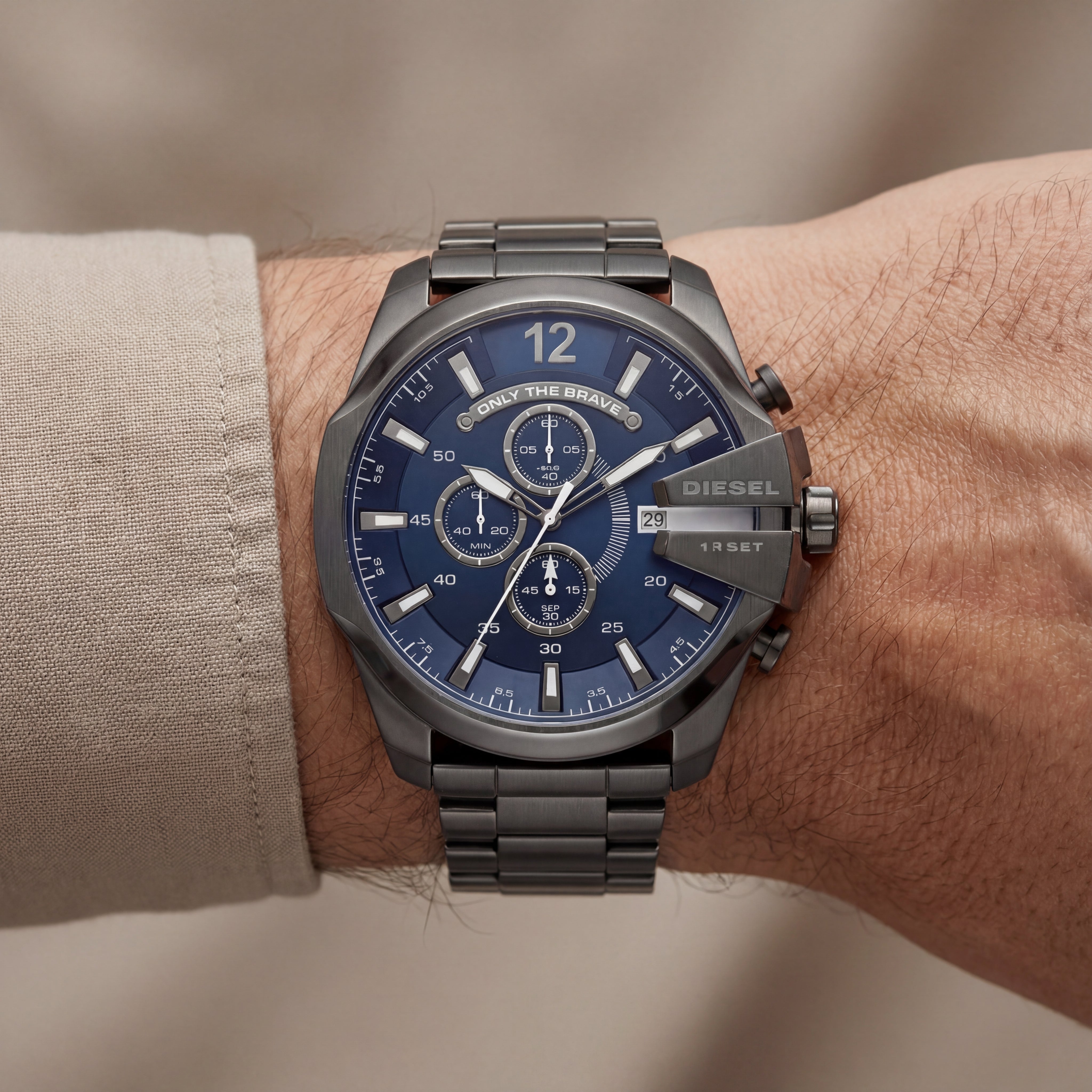 Midnight Blue Steel Chronograph Men’s Watch