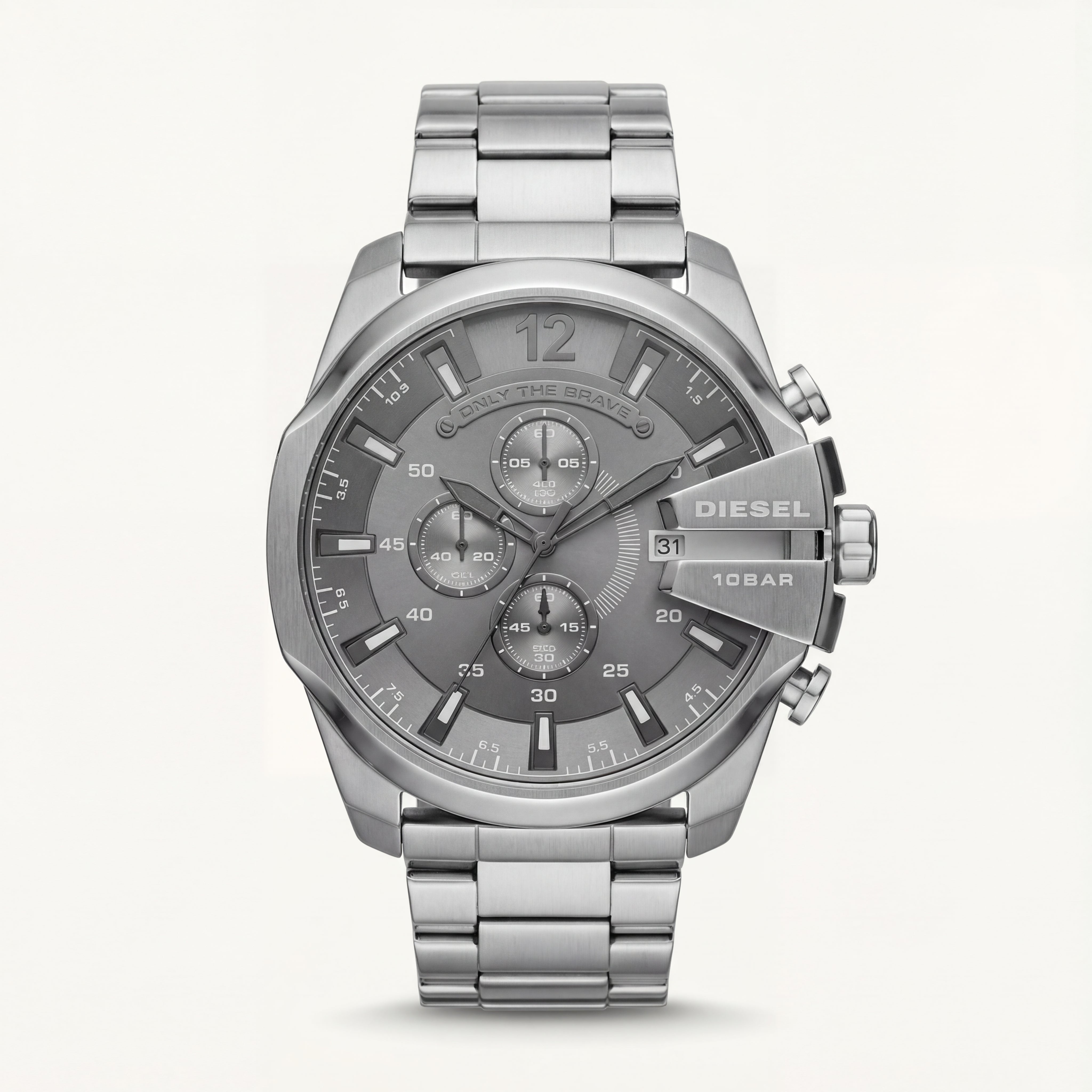 All-Silver Chronograph Men’s Watch with Industrial Finish