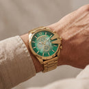 Gold Steel Chronograph Men’s Watch with Emerald Green Dial