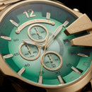 Gold Steel Chronograph Men’s Watch with Emerald Green Dial