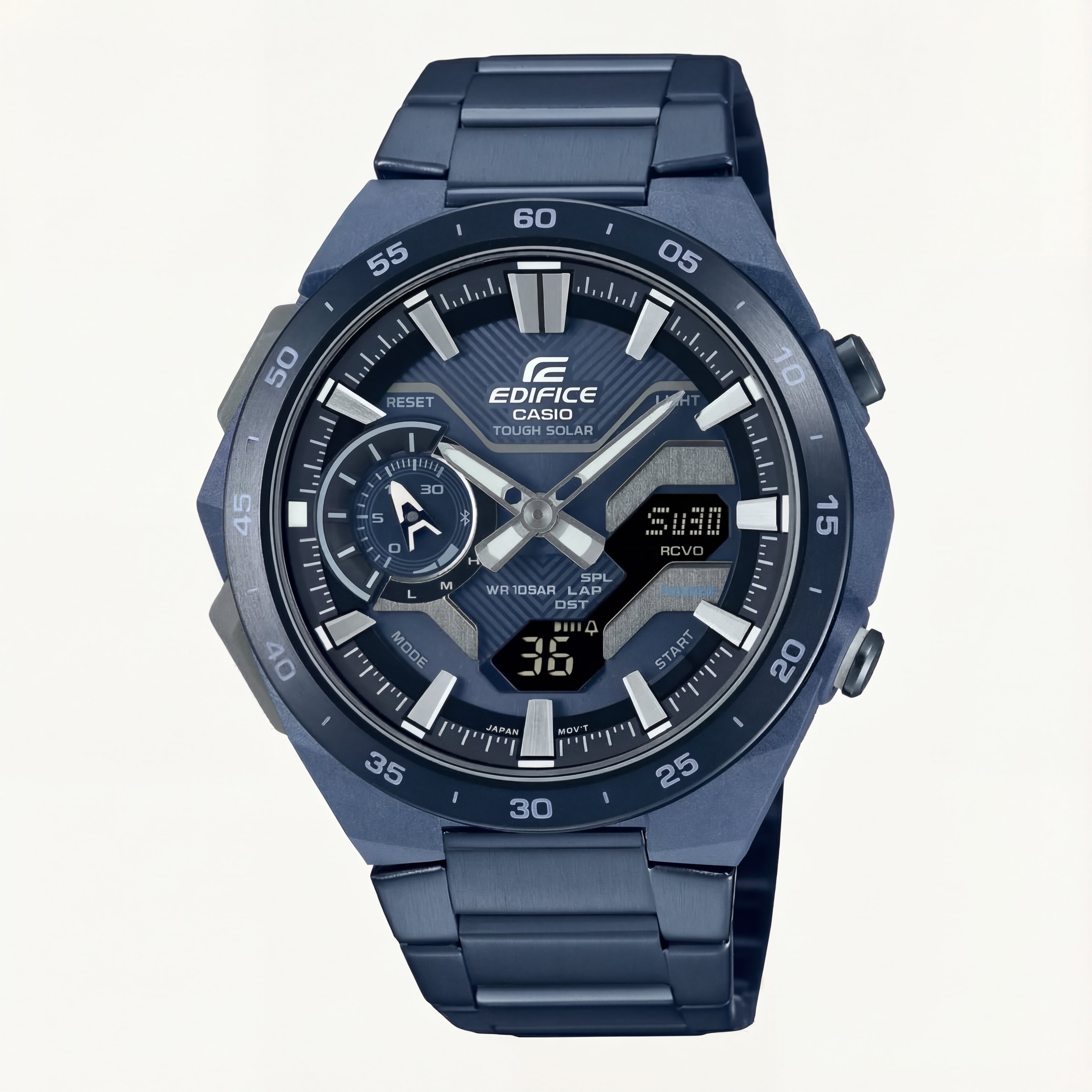 Midnight Blue Solar Chronograph Stainless Steel Performance Watch