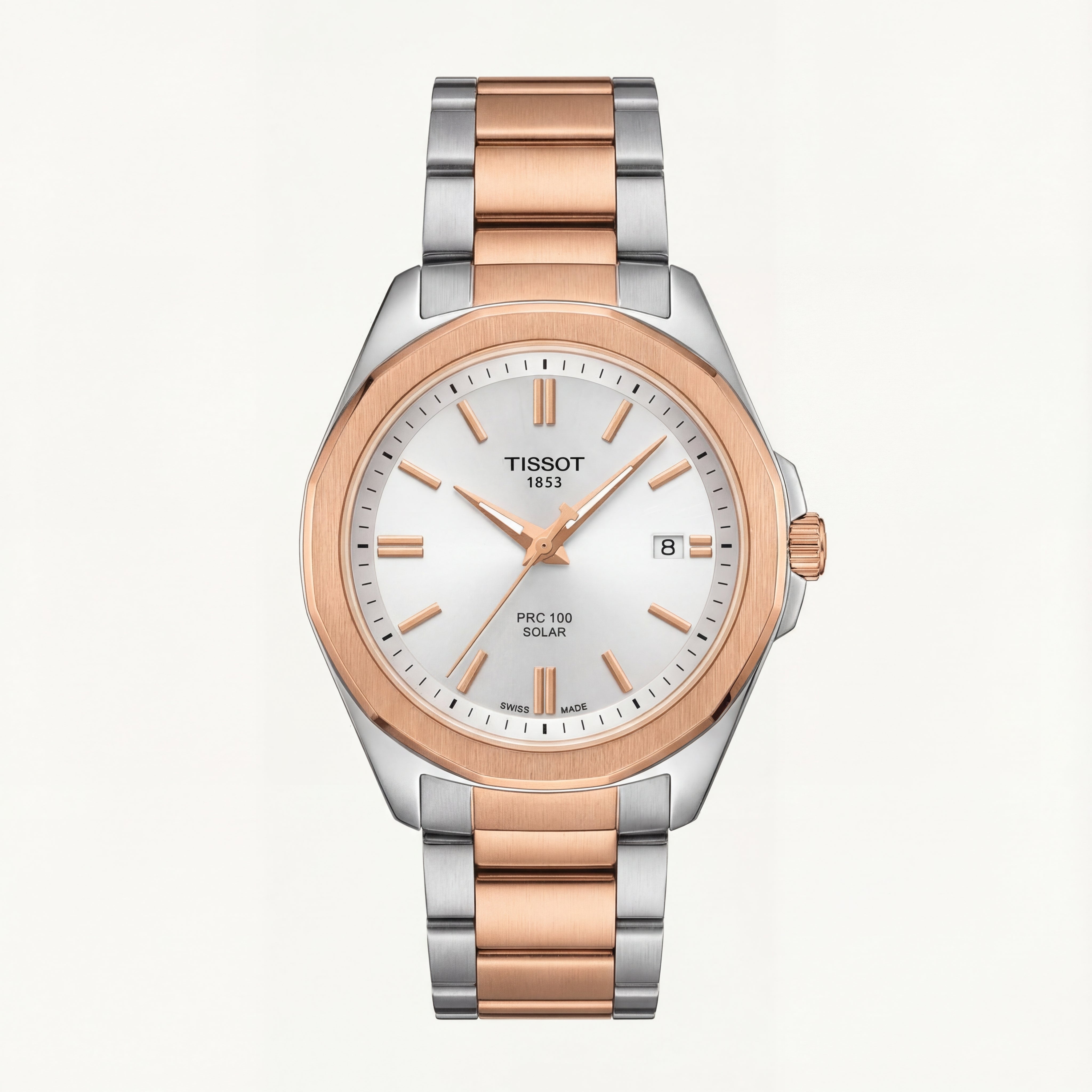 Two-Tone Rose Gold Solar Quartz Stainless Steel Classic Watch