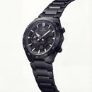 All-Black Solar Chronograph Stainless Steel Sports Watch