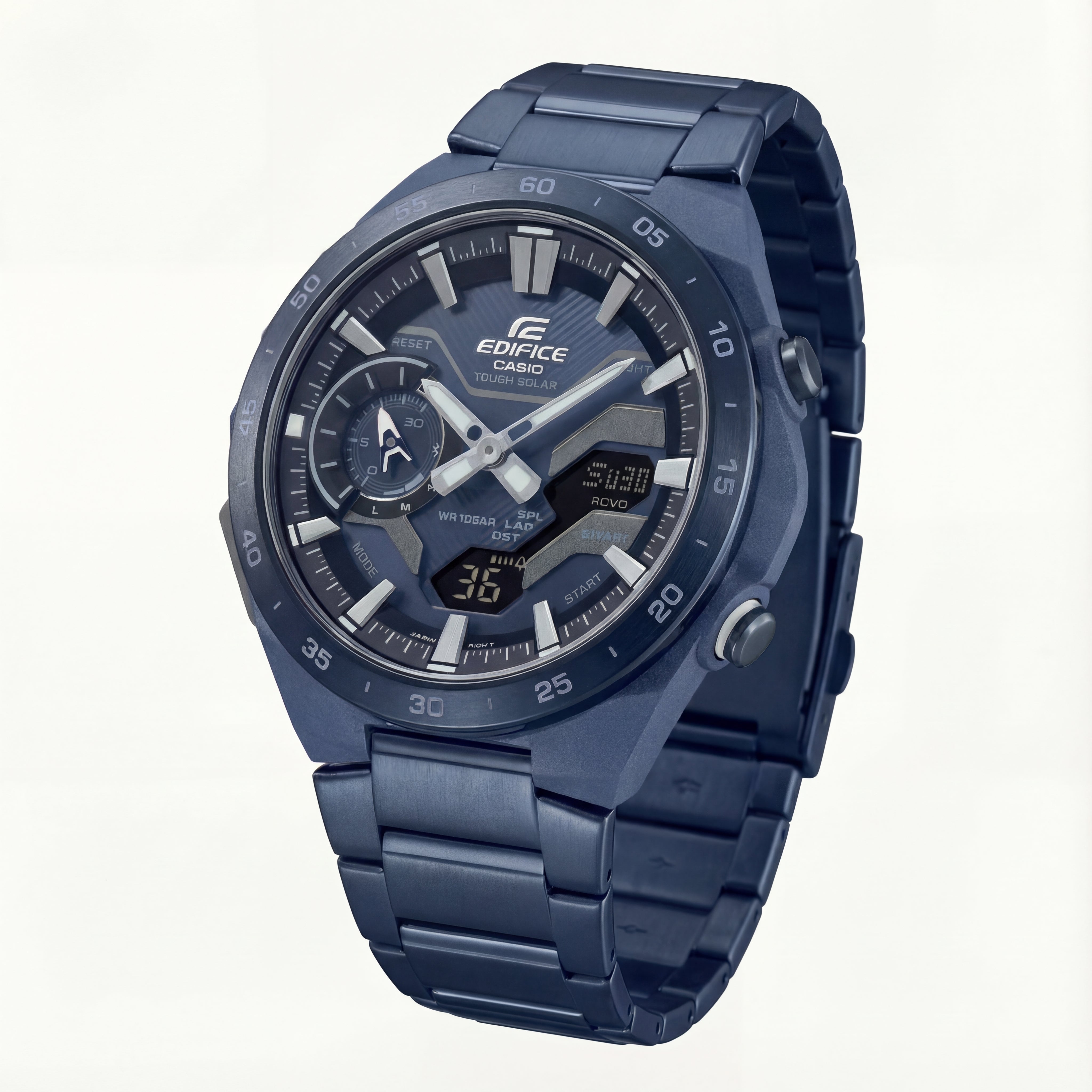 Midnight Blue Solar Chronograph Stainless Steel Performance Watch