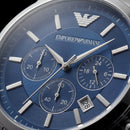 Silver Steel Blue Dial Chronograph Watch for Men