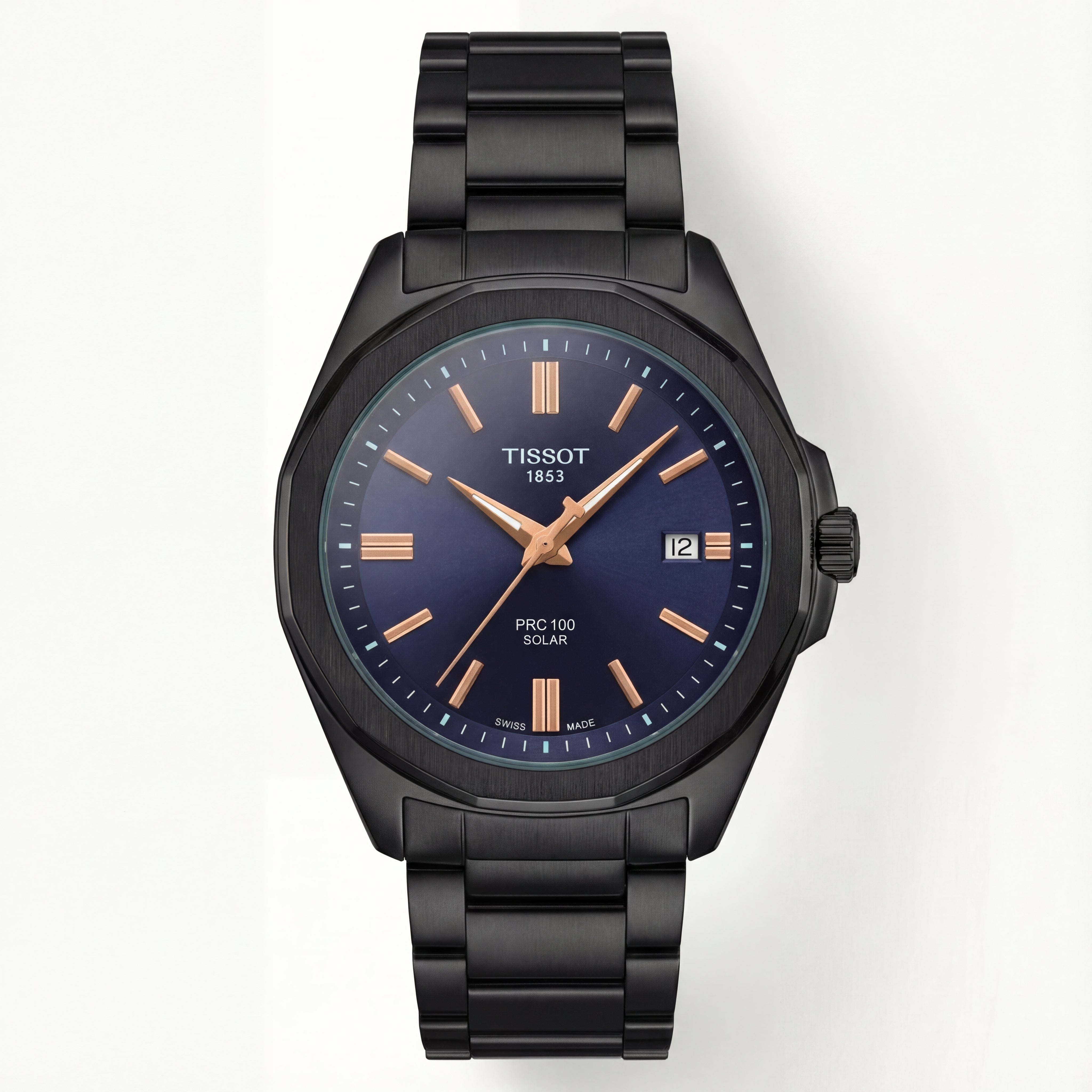 Midnight Blue Dial Matte Black Solar Quartz Steel Watch