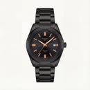 Matte Black Solar Quartz Stainless Steel Dress Watch