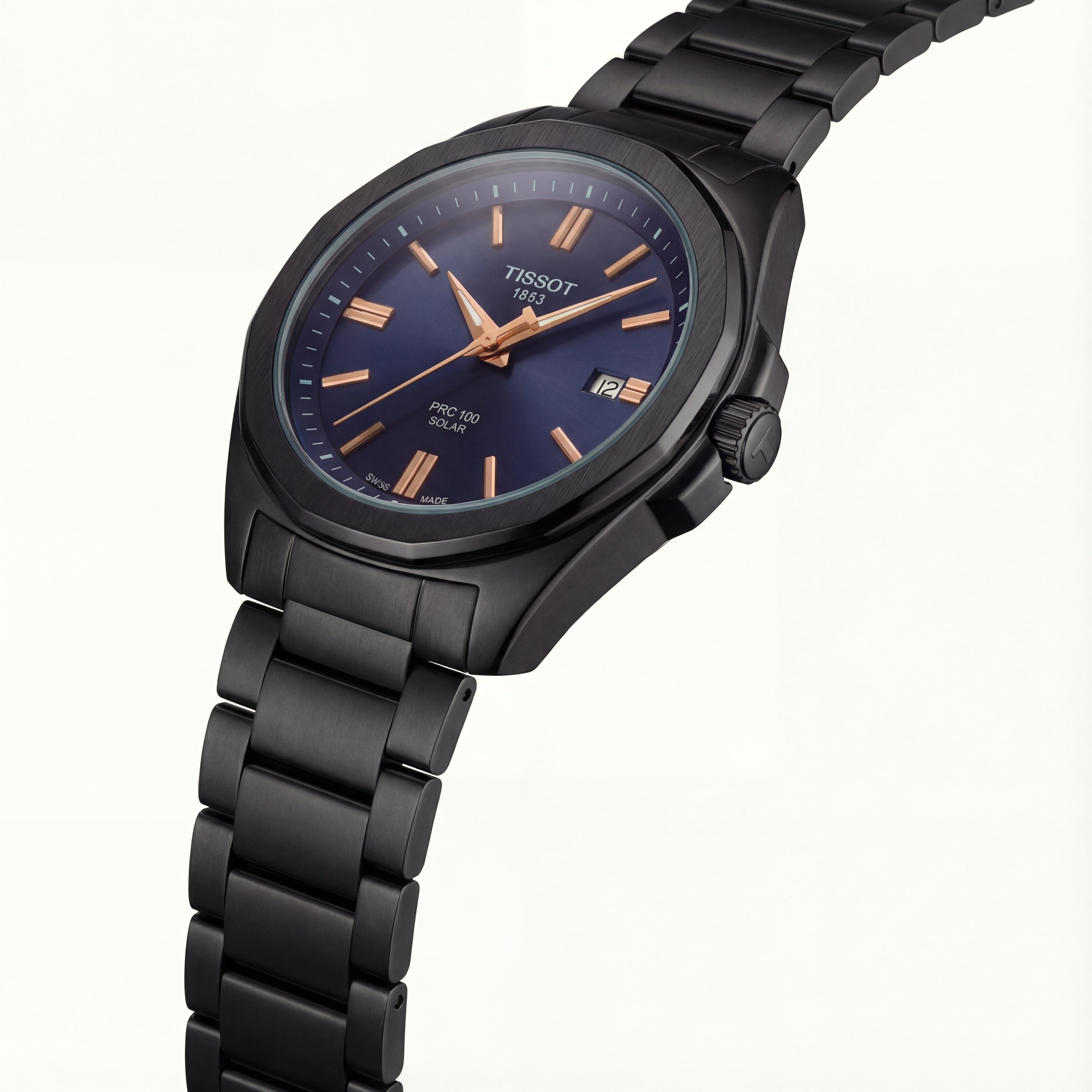 Midnight Blue Dial Matte Black Solar Quartz Steel Watch