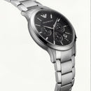 Silver Stainless Steel Chronograph Watch for Men – Black Dial