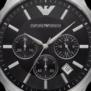 Silver Stainless Steel Chronograph Watch for Men – Black Dial