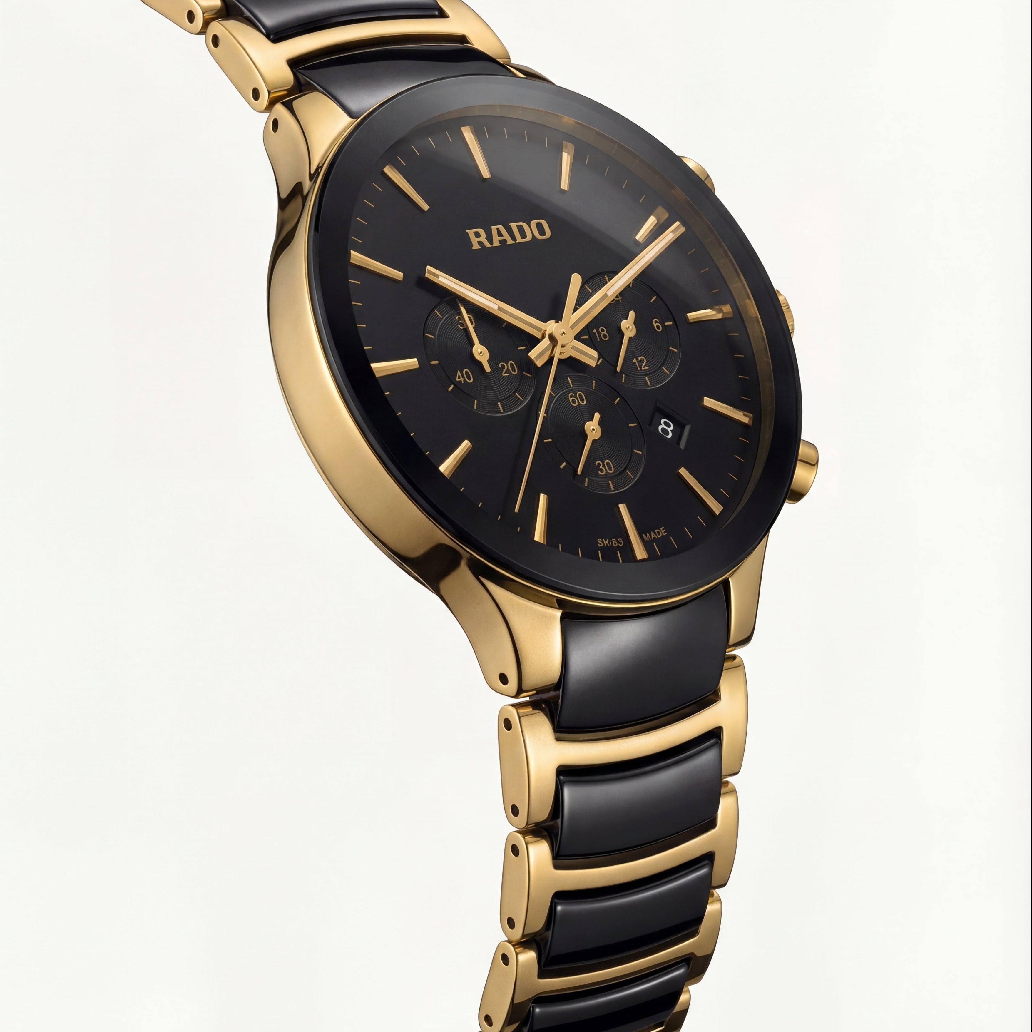 Designer Men’s Chronograph Watch with Gold Case & Black Dial
