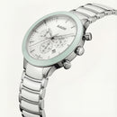 Luxury Chronograph Men’s Watch with White Dial & Mint Bezel