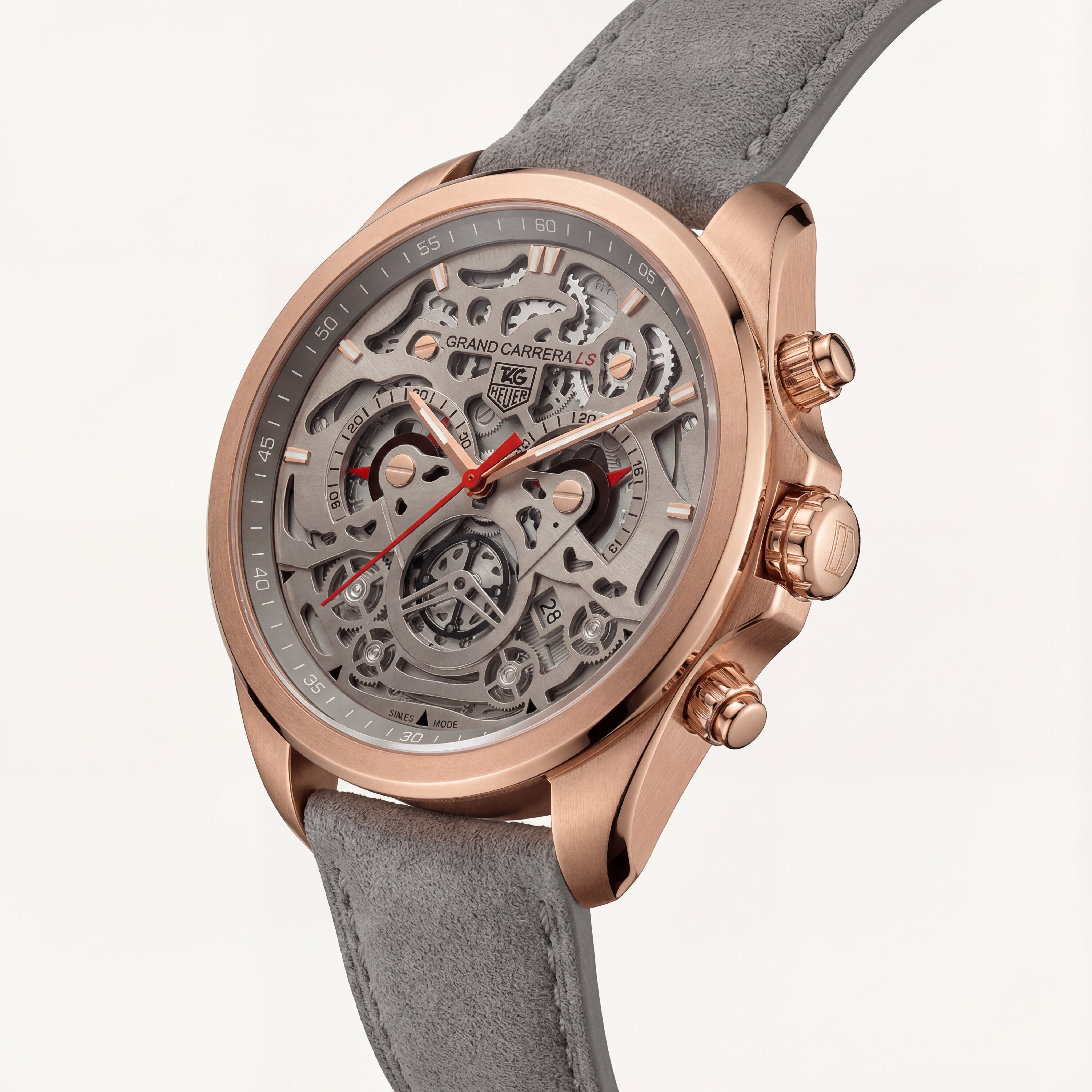 Premium Open-Work Skeleton Dial Watch with Suede Leather Strap