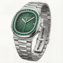 Premium Green Dial Stainless Steel Men’s Watch with Gem Bezel