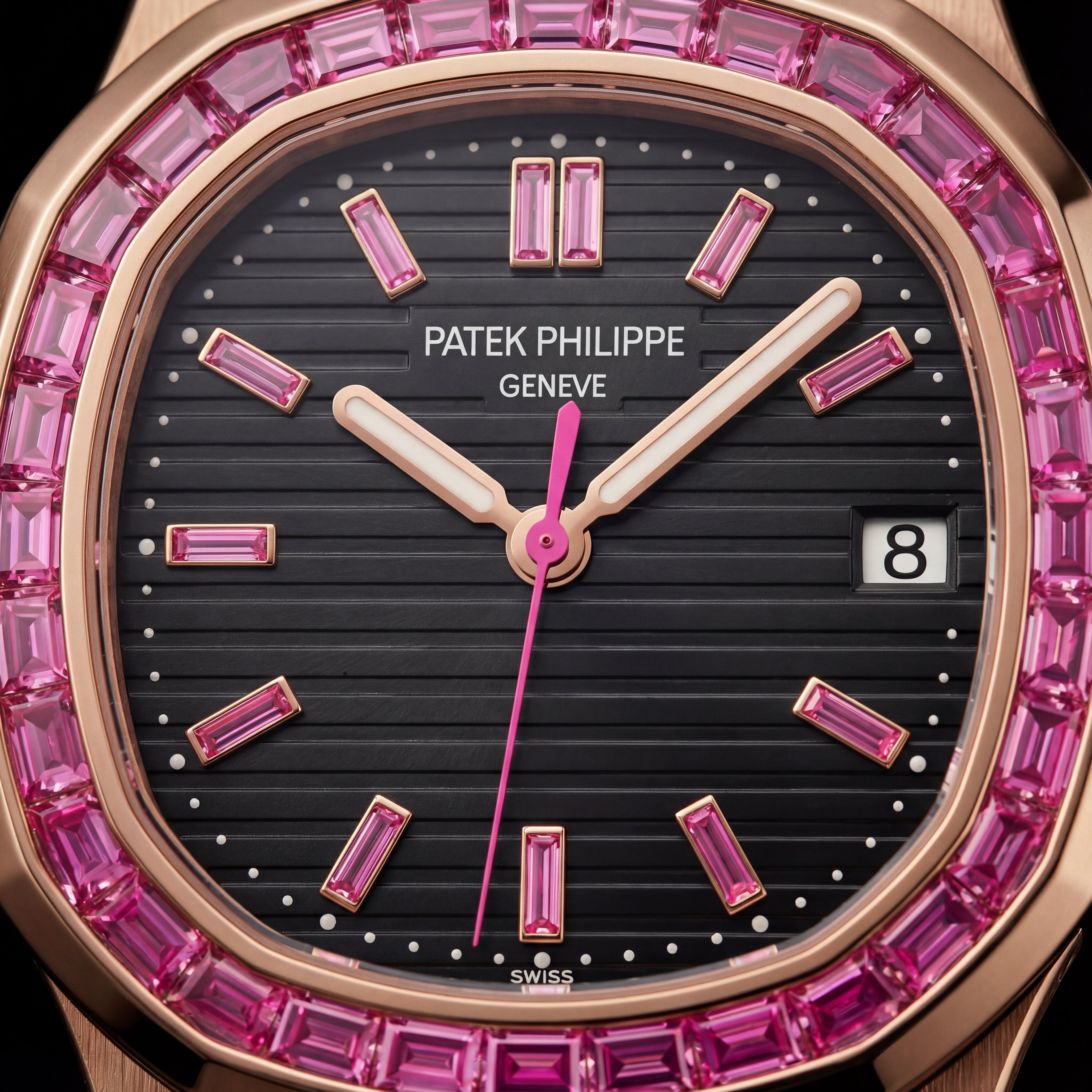 Rose Gold Luxury Watch with Pink Stone Inspired Bezel – Premium Series