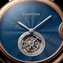 Rose Gold Open Heart Luxury Watch with Blue Textured Dial