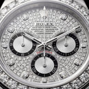 Silver Diamond Bezel Chronograph Watch with Black Rubber Strap