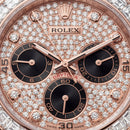Rose Gold Diamond Bezel Chronograph Watch with Black Rubber Strap