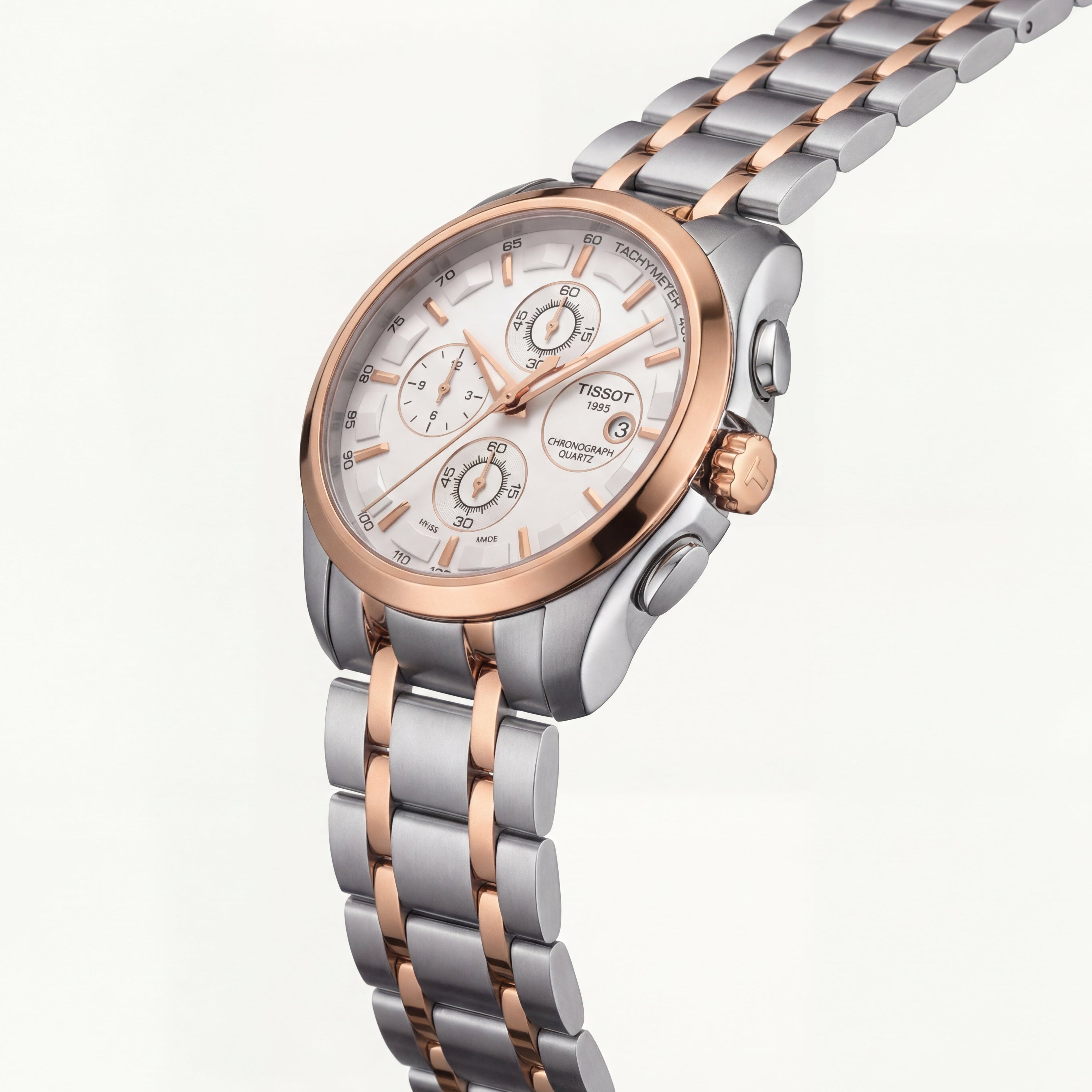 Men’s Silver & Rose Gold Chronograph Style Watch – Premium Design