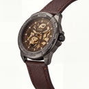 Skeleton Automatic Men’s Watch with Gunmetal Case & Brown Leather Strap