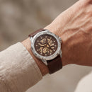 Skeleton Automatic Men’s Watch with Brown Leather Strap