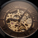 Black Skeleton Automatic Men’s Watch with Black Leather Strap