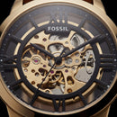 Gold Skeleton Automatic Men’s Watch with Black Leather Strap
