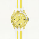Yellow Transparent Sport Men’s Watch with White Silicone Strap