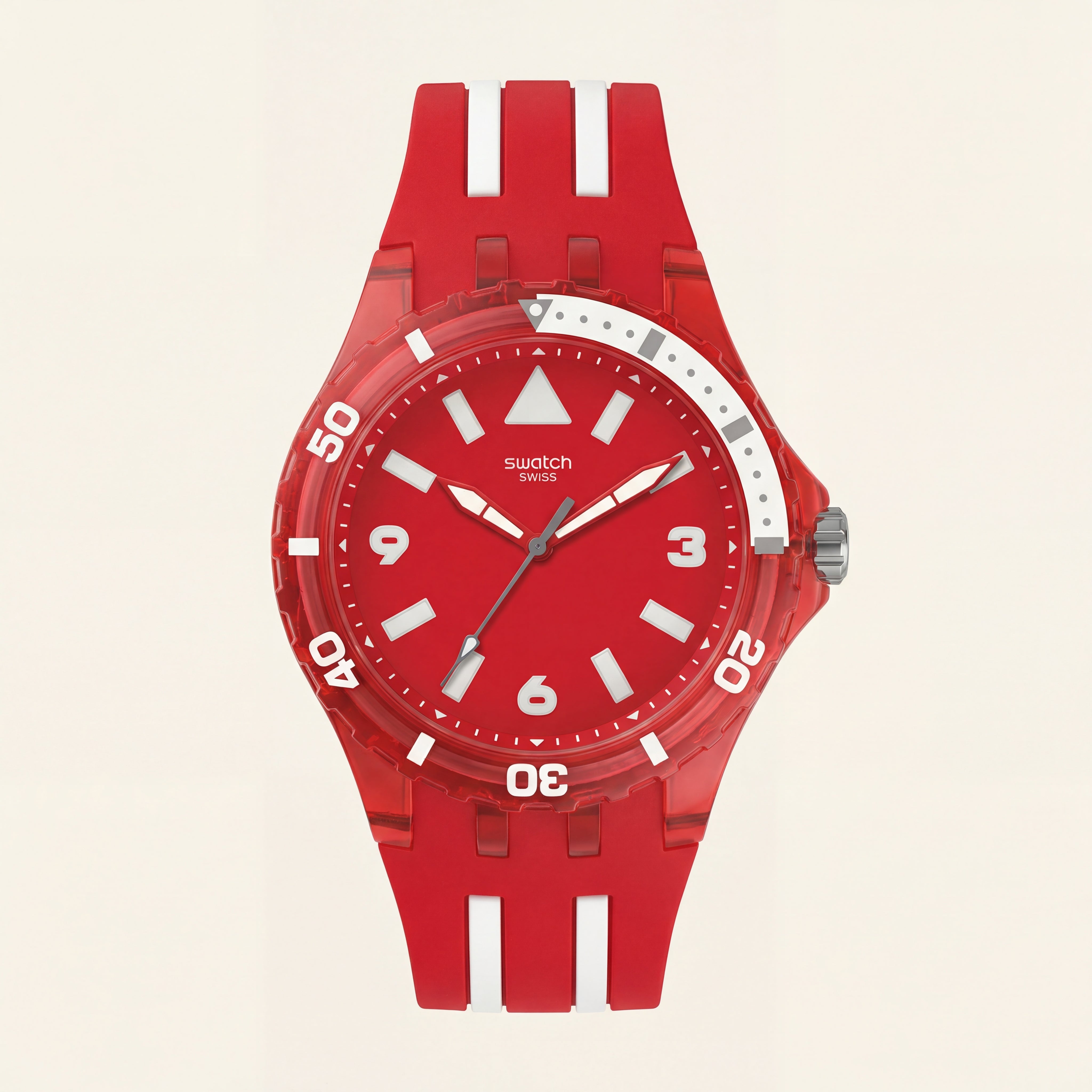 Red Transparent Sport Men’s Watch with Silicone Strap