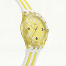 Yellow Transparent Sport Men’s Watch with White Silicone Strap